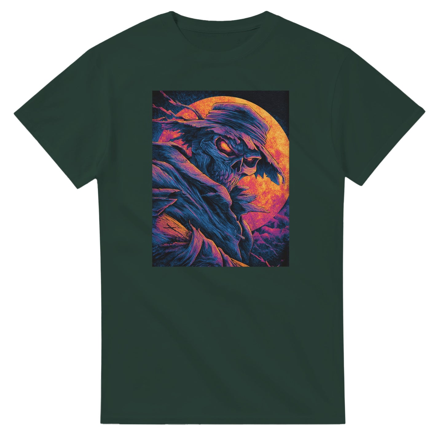 Vibrant Skull & Scarecrow on a Heavyweight T-shirt