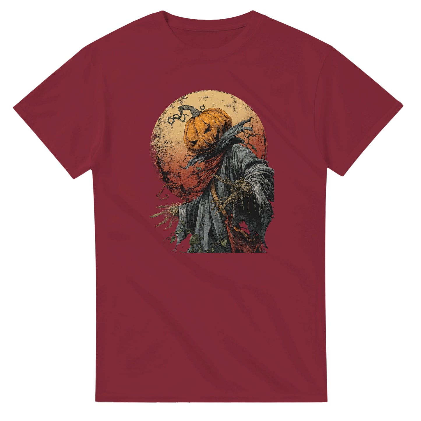 Spooky Pumpkin Scarecrow on a Heavyweight T-shirt