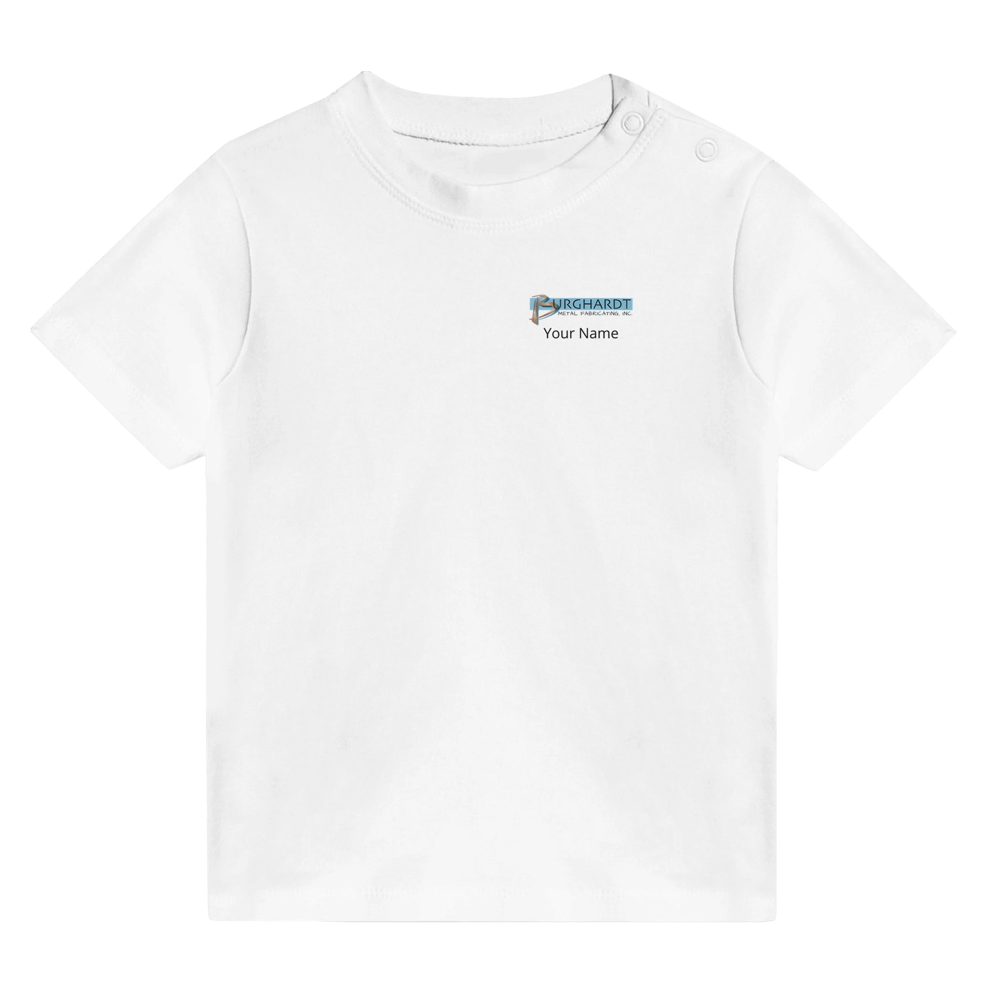 Burghardt Metal Fabricating, Inc., logo on a Baby T-shirt
