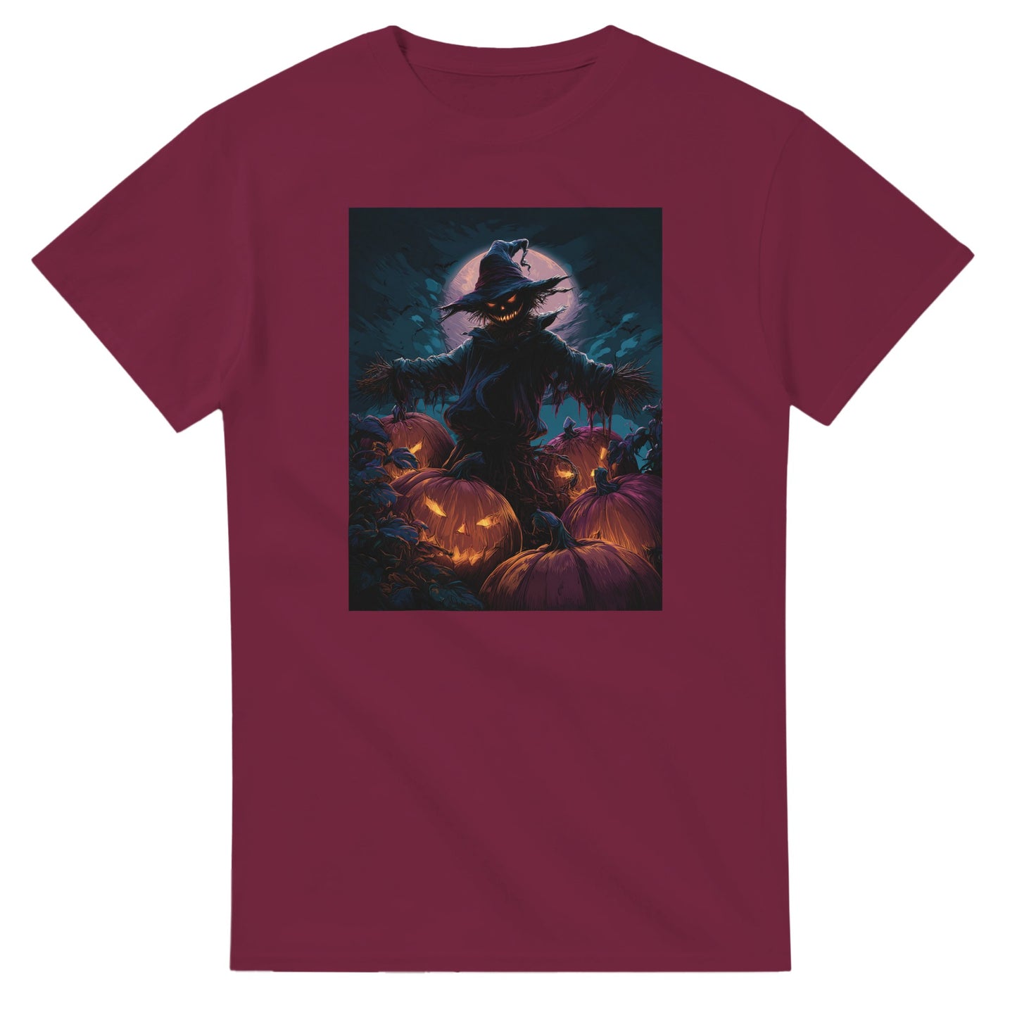 Jack-o'-Lanterns & Full Moon on a Heavyweight T-shirt