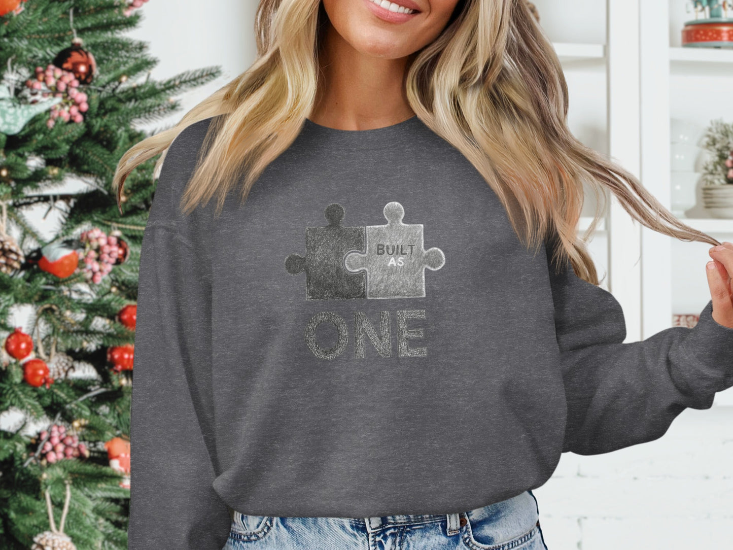 Built As One Puzzle Piece Graphic Sweatshirt