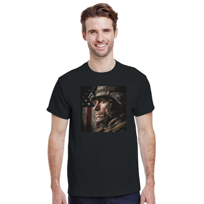 Patriotic Soldier on a heavyweight t-shirt
