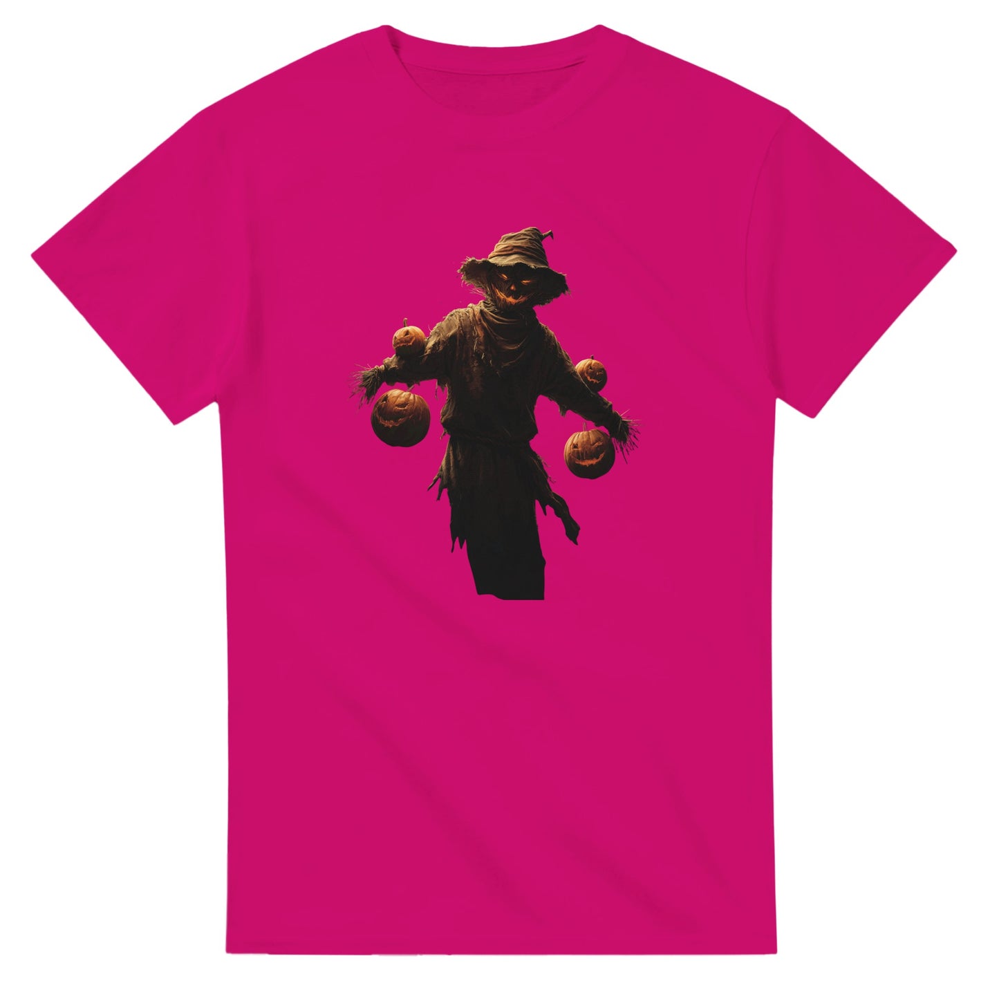 Haunted Scarecrow with Jack-o'-Lanterns on a Heavyweight T-shirt
