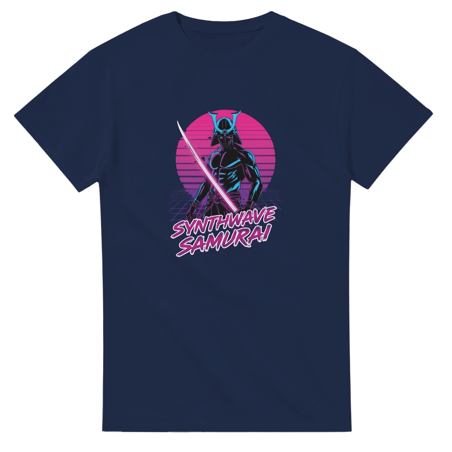 Synthwave Samurai graphic design on a Heavyweight T-shirt