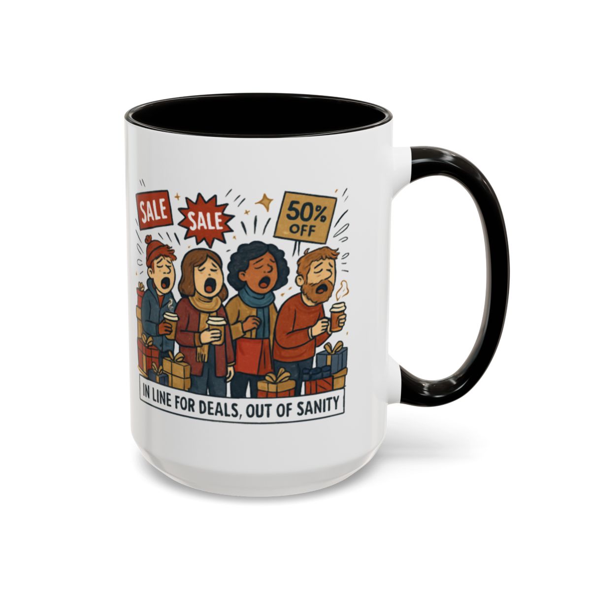 Sale Shopping Humor Mug with 50% Off Funny Design
