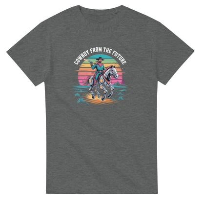 Retro-Futuristic Cowboy graphic design on a Heavyweight T-shirt