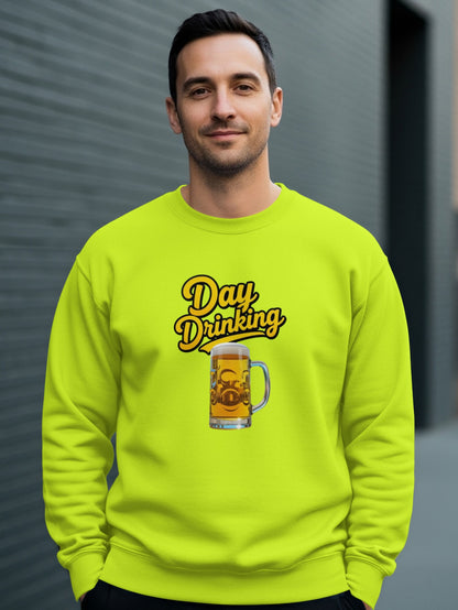 Day Drinking Beer Mug Funny Graphic Neon Green Sweatshirt product type