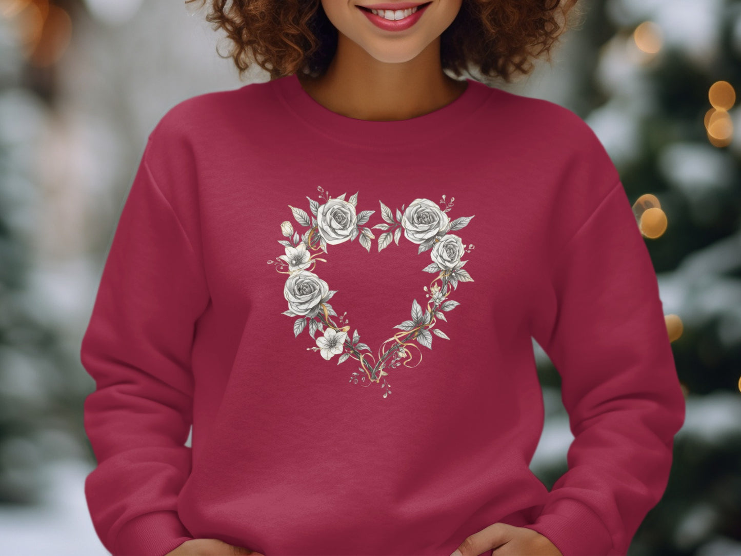 Floral Heart Design on Pink Sweatshirt Product