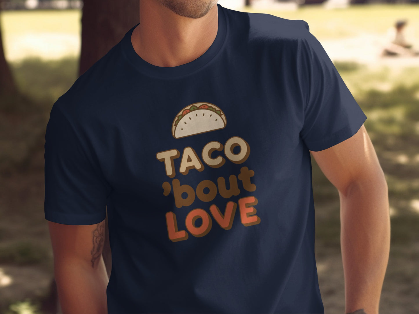 Taco 'Bout Love phrase with a Vintage & Retro design on a Premium Tee