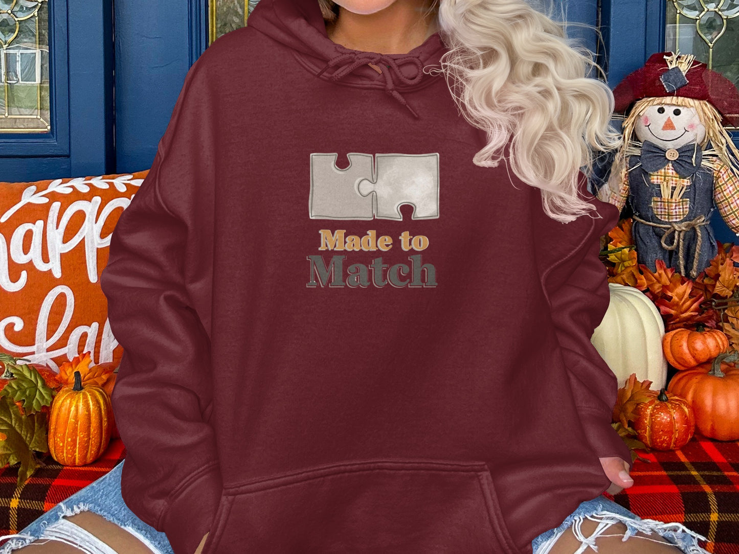 Made to Match Puzzle Piece Graphic Hoodie
