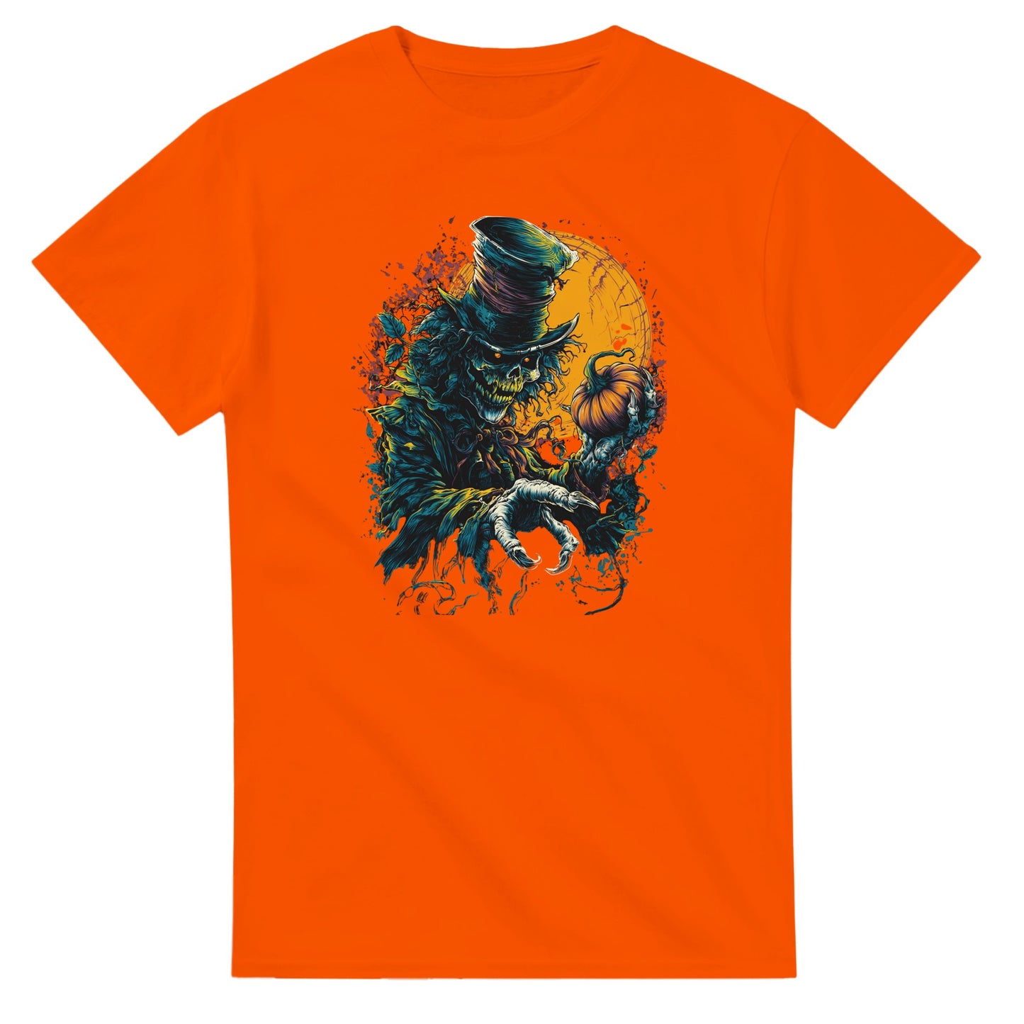 Sinister Pumpkin Scarecrow on a Heavyweight T-shirt