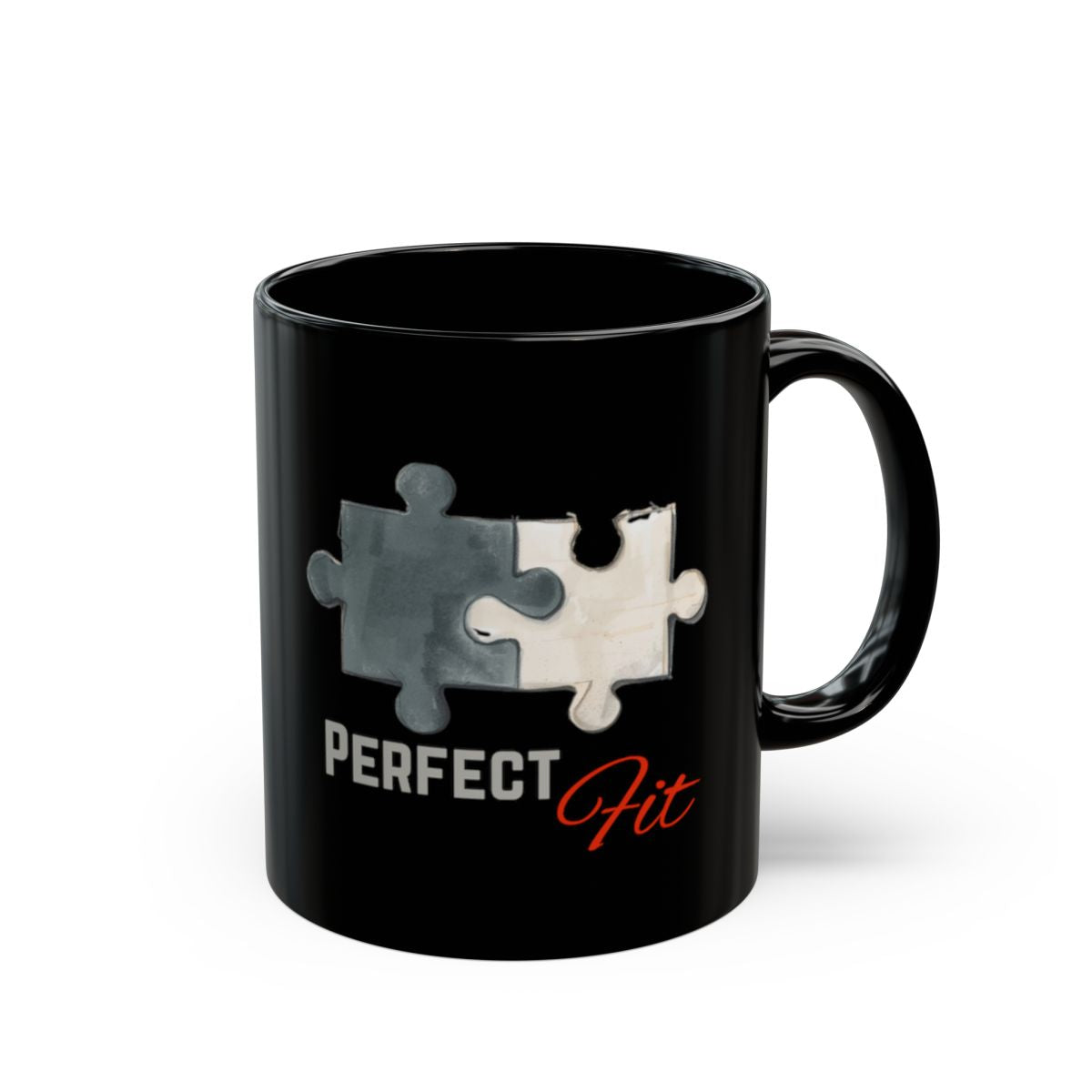 Perfect Fit Puzzle Pieces Black Mug for Coffee Lovers