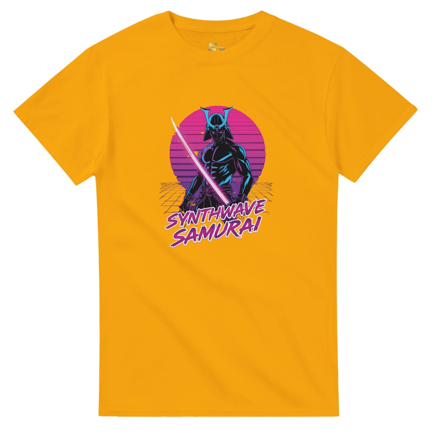 Synthwave Samurai graphic design on a Heavyweight T-shirt