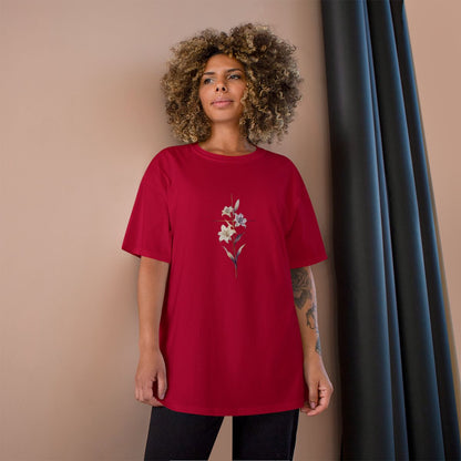 Red T-shirt White Lily Cross Design product type