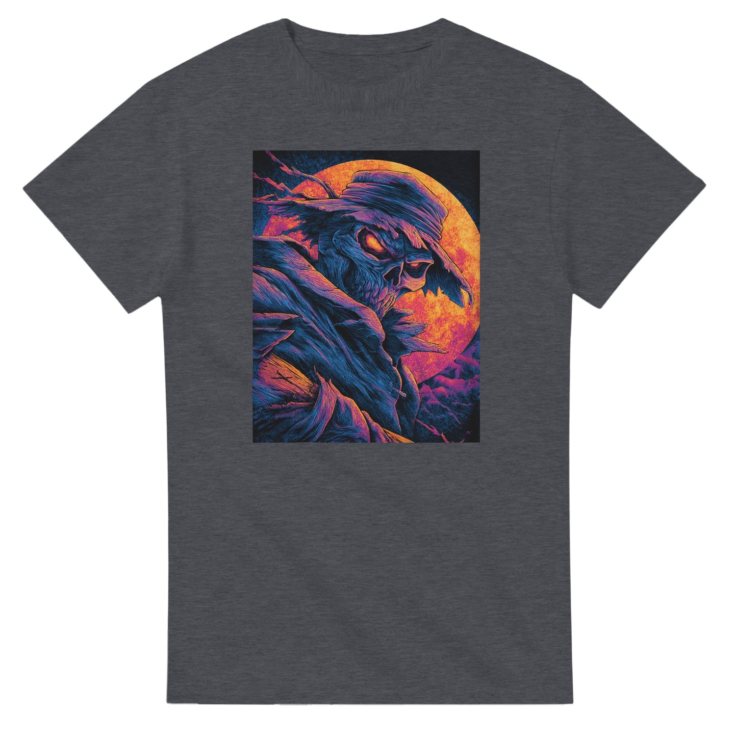 Vibrant Skull & Scarecrow on a Heavyweight T-shirt