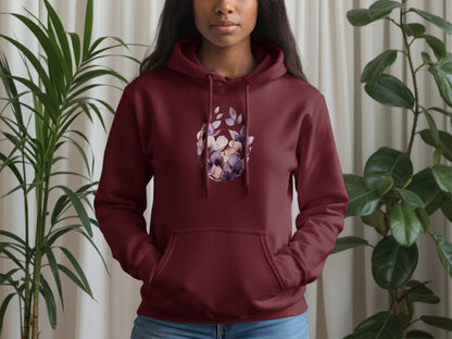 Maroon Hoodie with Floral Design Graphic product