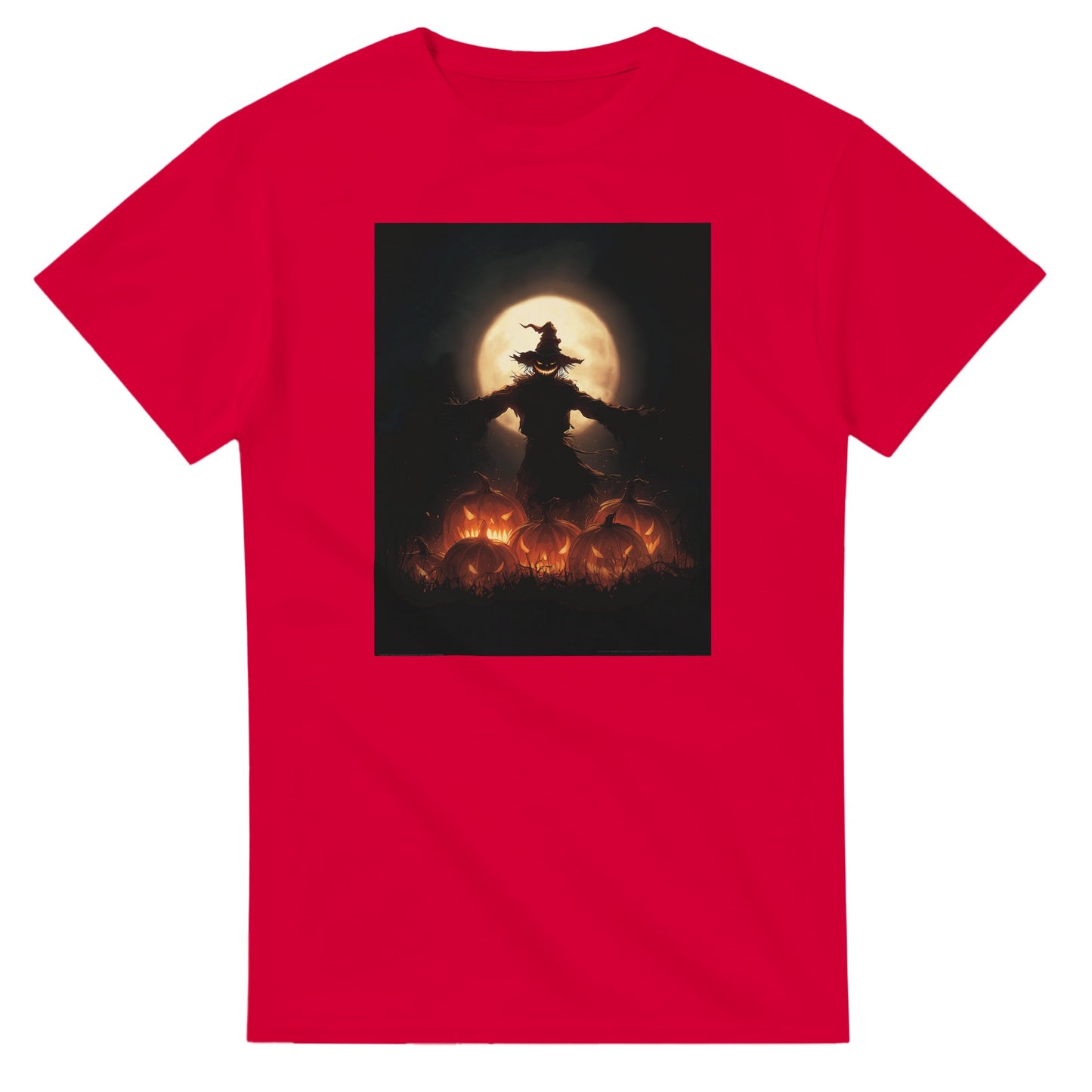 Spooky Scarecrow & Jack-O'-Lantern on a Heavyweight T-shirt