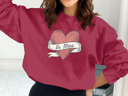 Be Mine Heart Print Long Sleeve Top for Valentine's Day