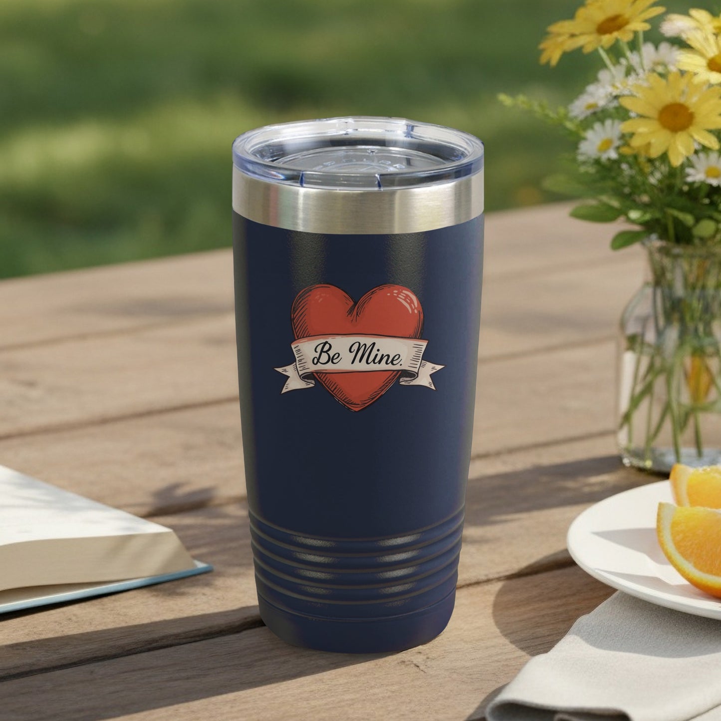 Be Mine Heart Banner Design Travel Mug