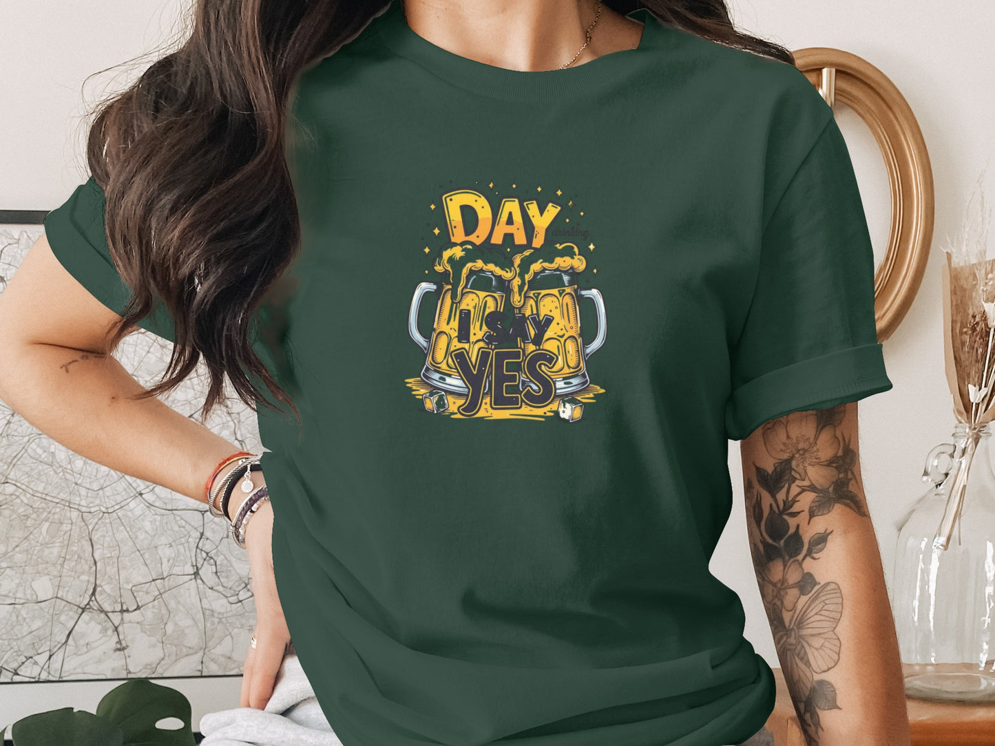 Day Drink Yes Beer Mug Graphic Design T-Shirt