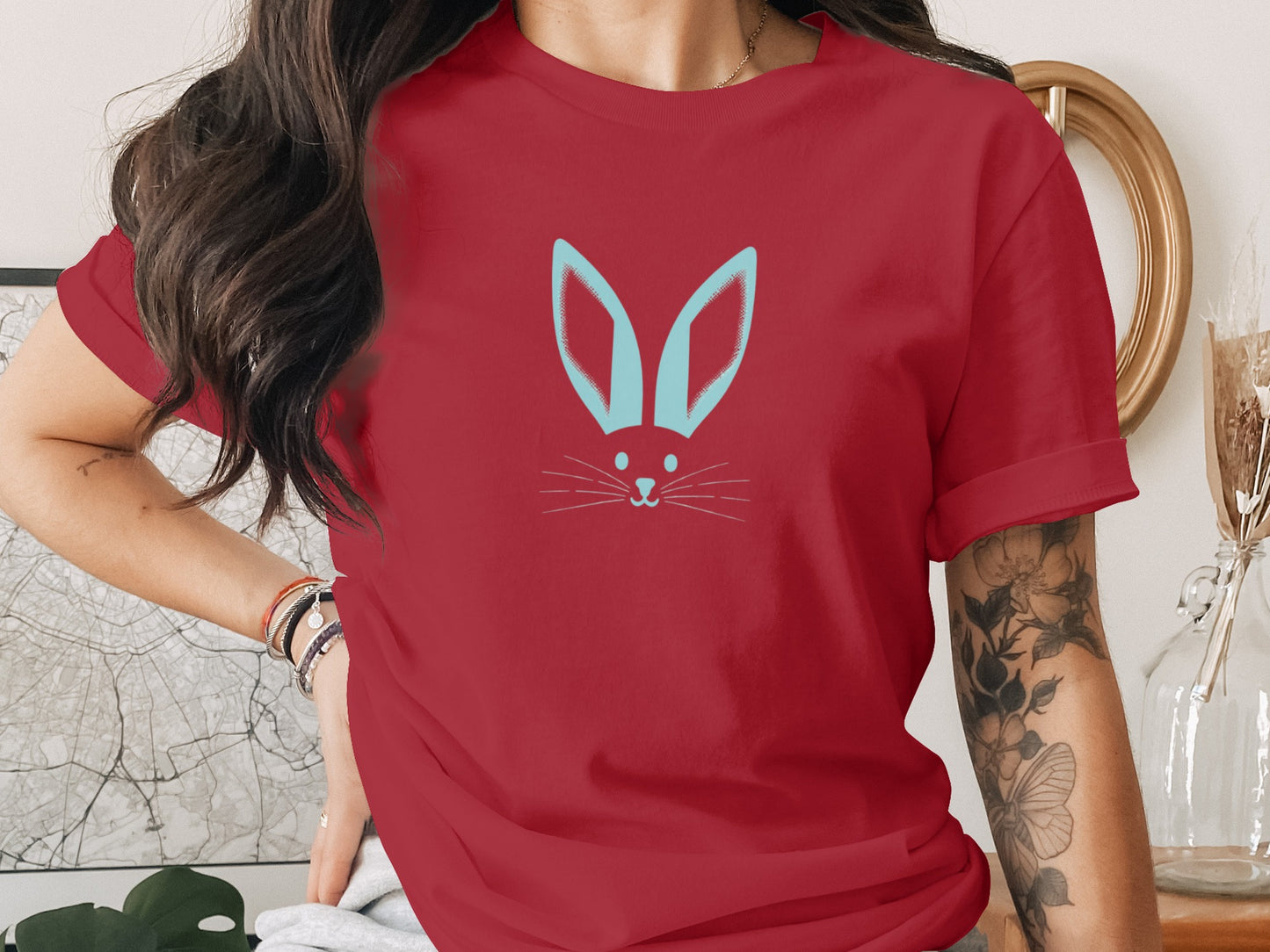 Happy Blue Bunny Design Red Apparel Tee Shirt product type
Red T-shirt, Bunny Design, Rabbit Tee, Graphic Shirt, Blue Bunny, Animal Print, Cute Apparel, Easter Outfit, Spring Fashion, Womens Top, Unisex Shirt, Playful Design, Cartoon Bunny, Happy Rabbit, Vivid Red, Tee Shirt, Casual Top, Unique Graphic, Bunny Ears, Festive Bunny