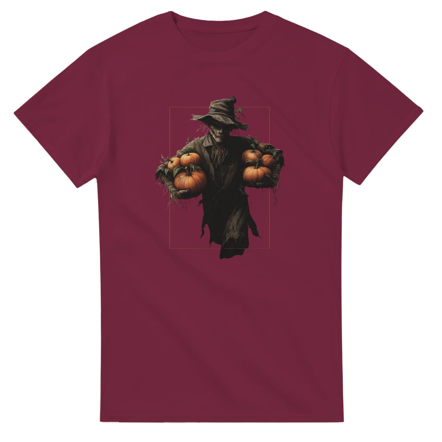 Spooky Harvest Scarecrow on a Heavyweight T-shirt