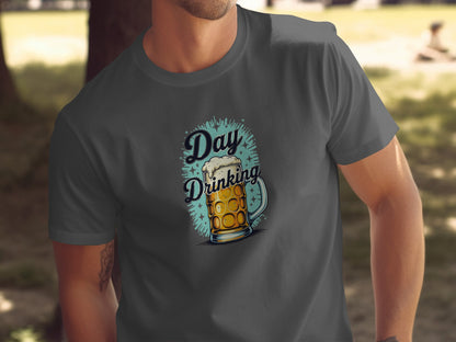 Vintage Day Drinking Beer Mug Graphic T-Shirt