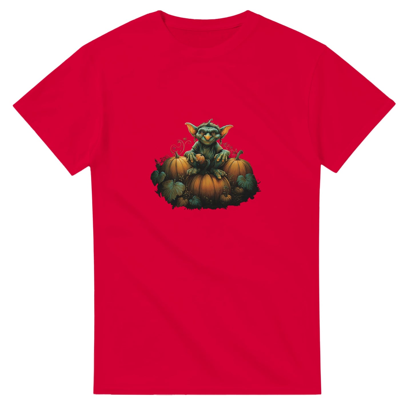Autumn Goblin & Pumpkins on a Heavyweight T-shirt