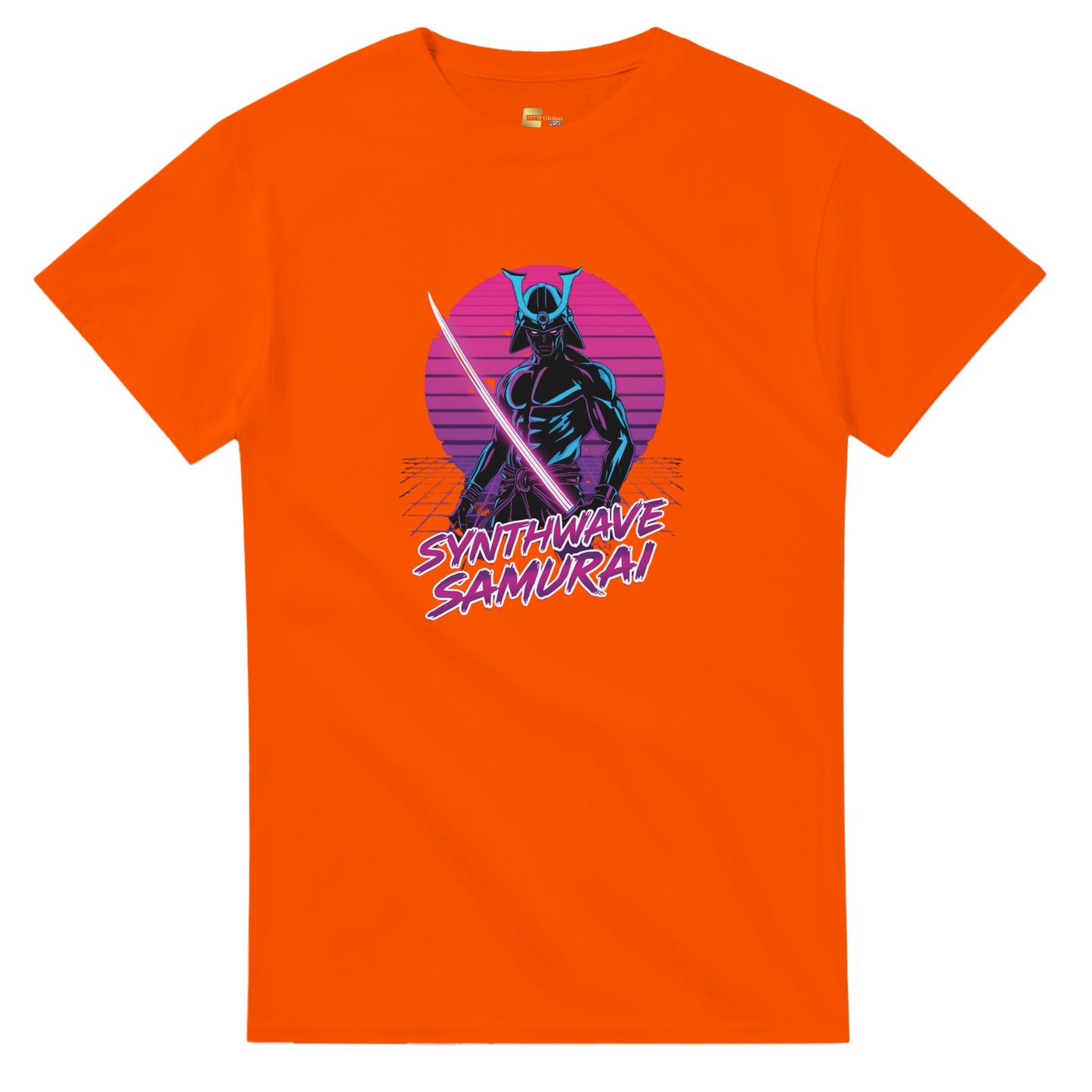 Synthwave Samurai graphic design on a Heavyweight T-shirt