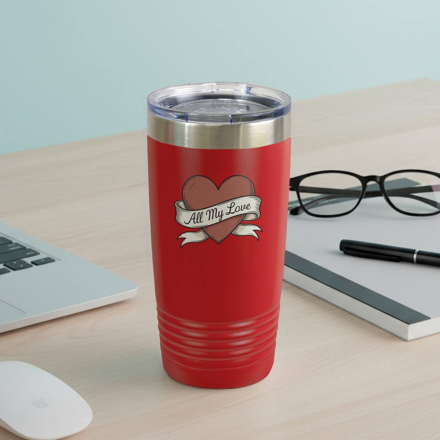 'All My Love Heart Design Insulated Tumbler Drinkware'