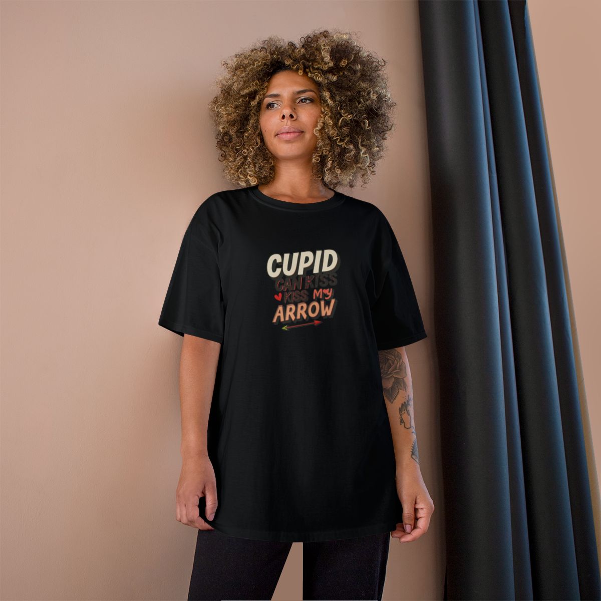 Cupid Can Kiss My Arrow Graphic Tee for Women