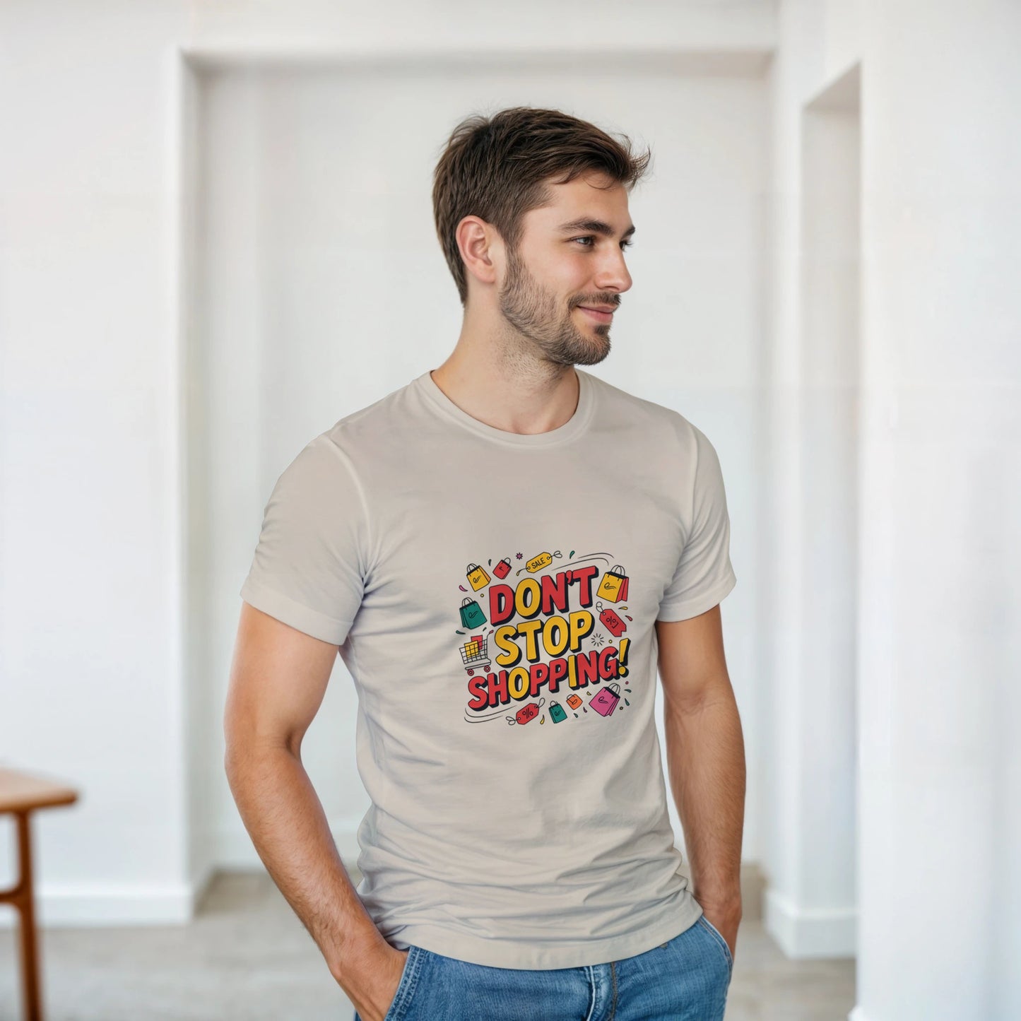 Don’t Stop Shopping heavyweight t-shirt mockup