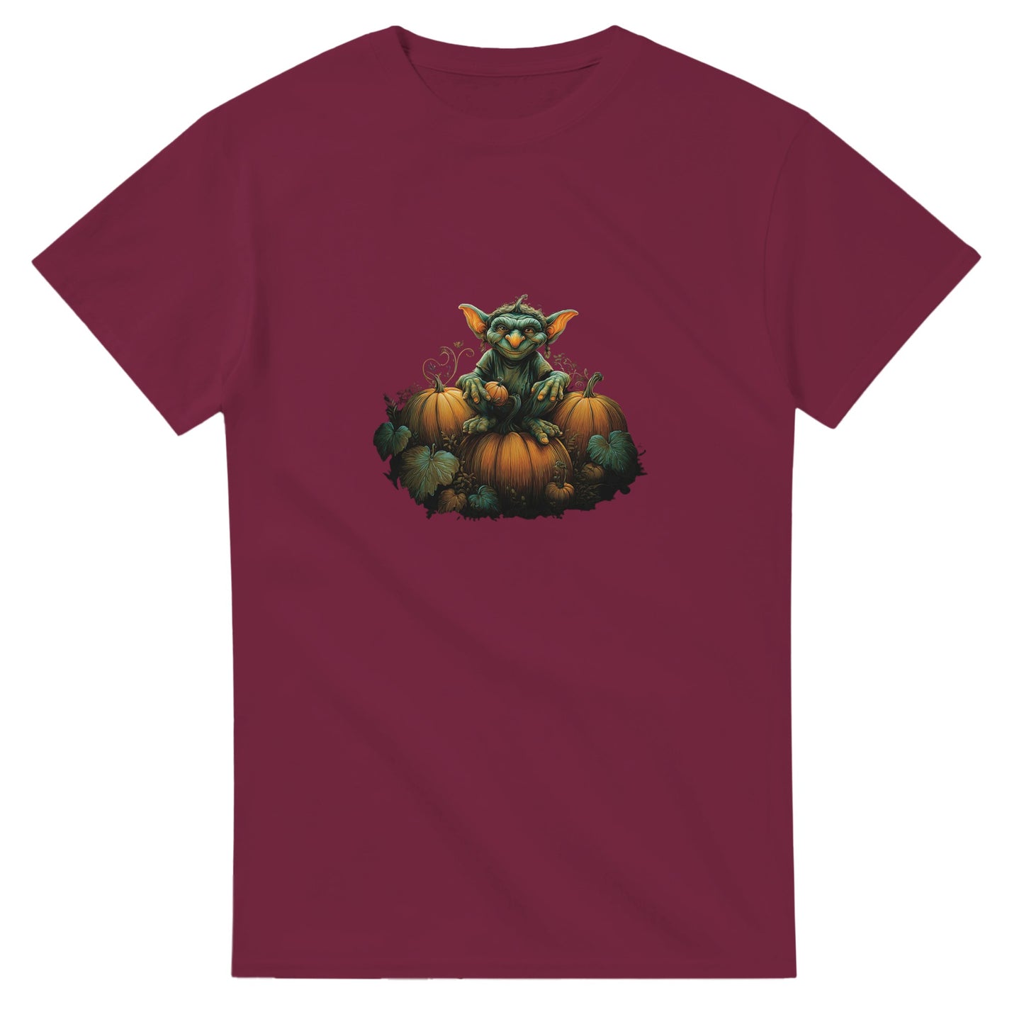 Autumn Goblin & Pumpkins on a Heavyweight T-shirt