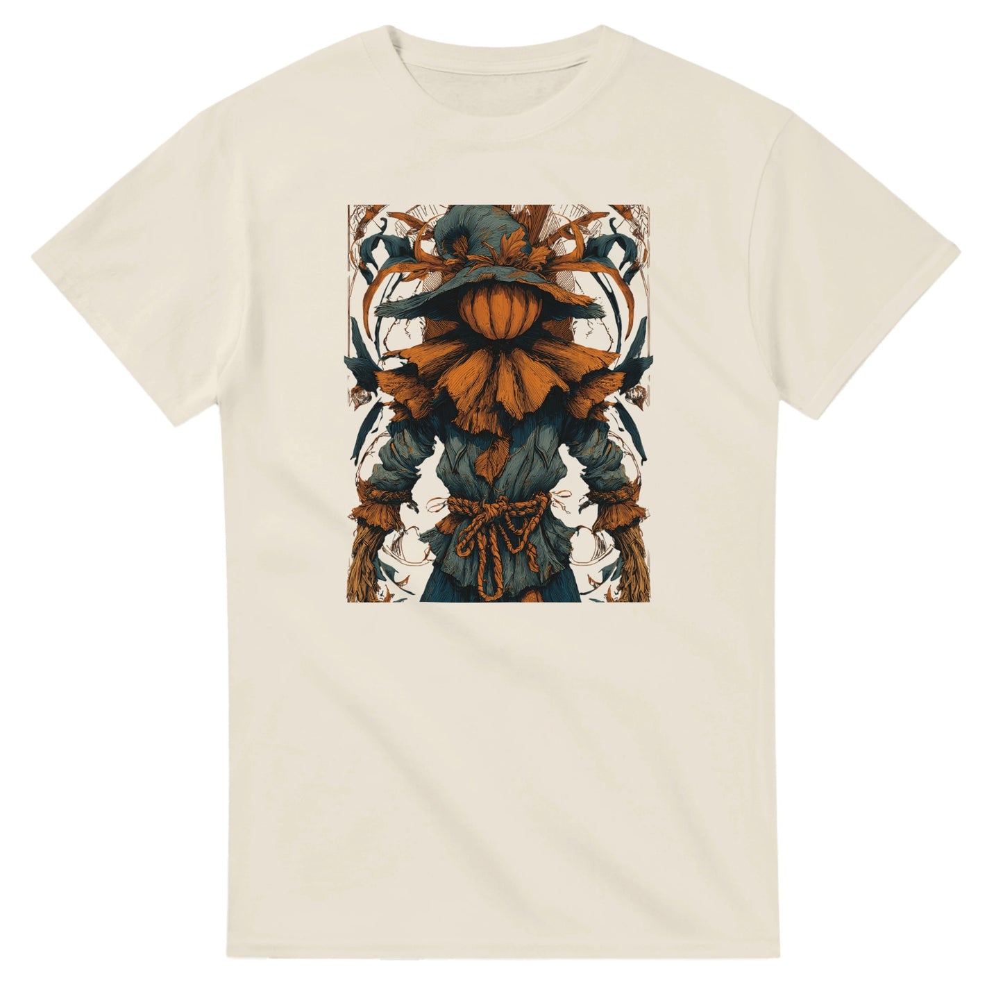 Autumn Harvest Scarecrow on a Heavyweight T-shirt