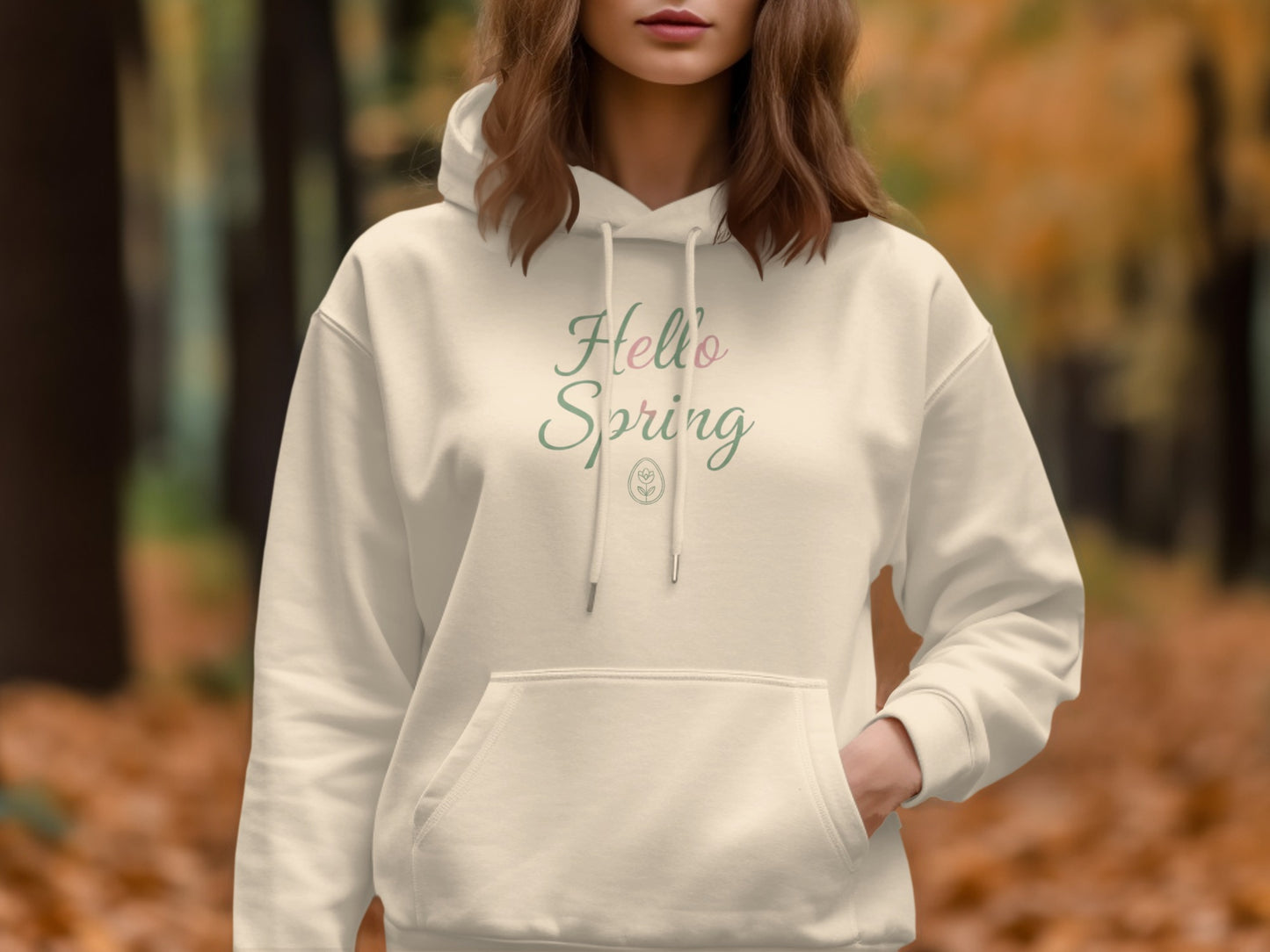 Cozy Hello Spring Hooded Sweatshirt for Seasonal Wear