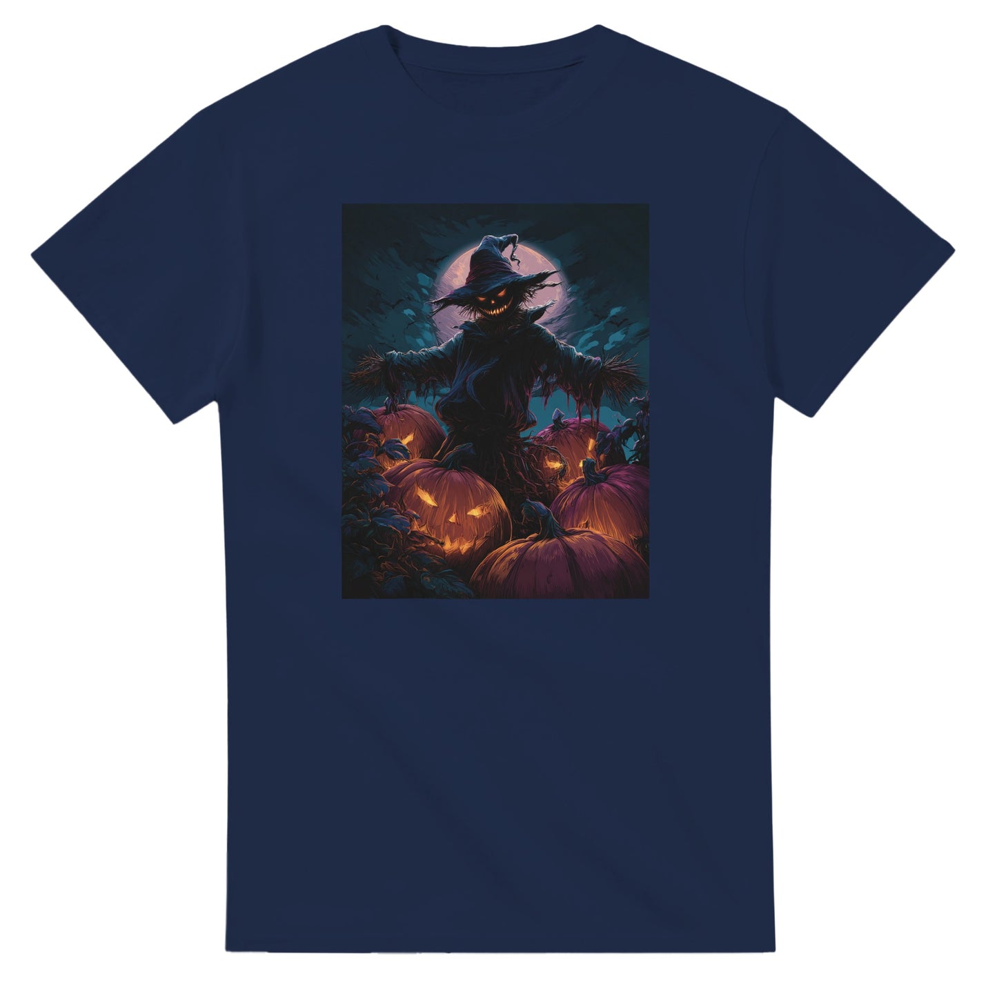 Jack-o'-Lanterns & Full Moon on a Heavyweight T-shirt