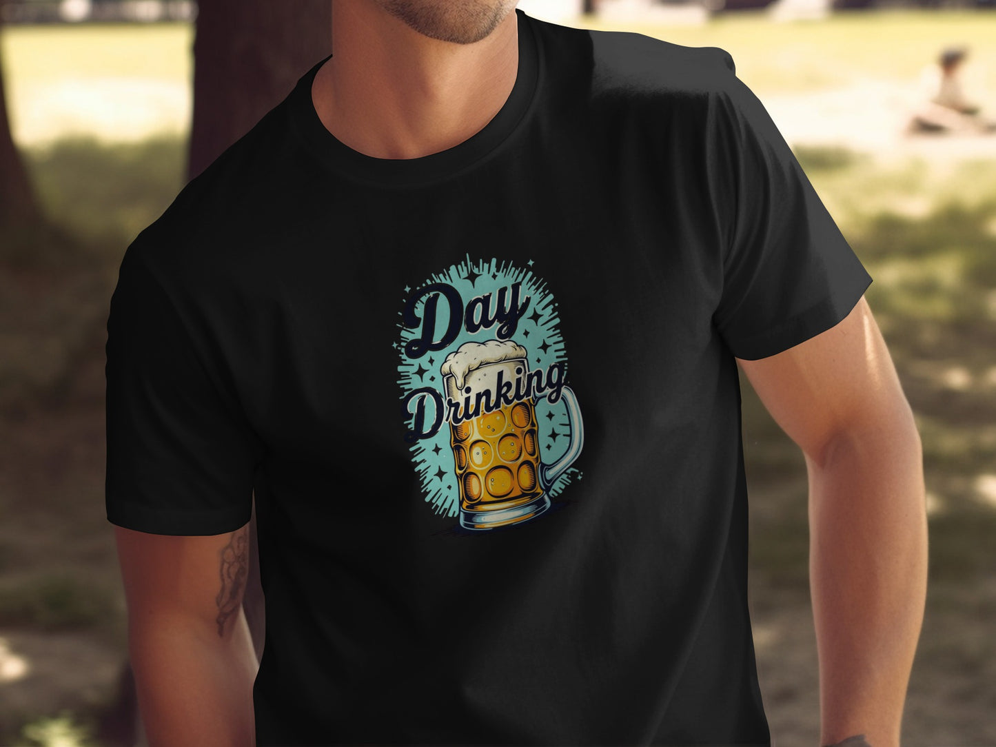 Fun Day Drinking Graphic Tee with Beer Mug Design Shirt