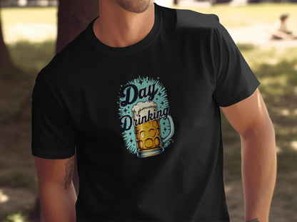 Fun Day Drinking Graphic Tee with Beer Mug Design Shirt