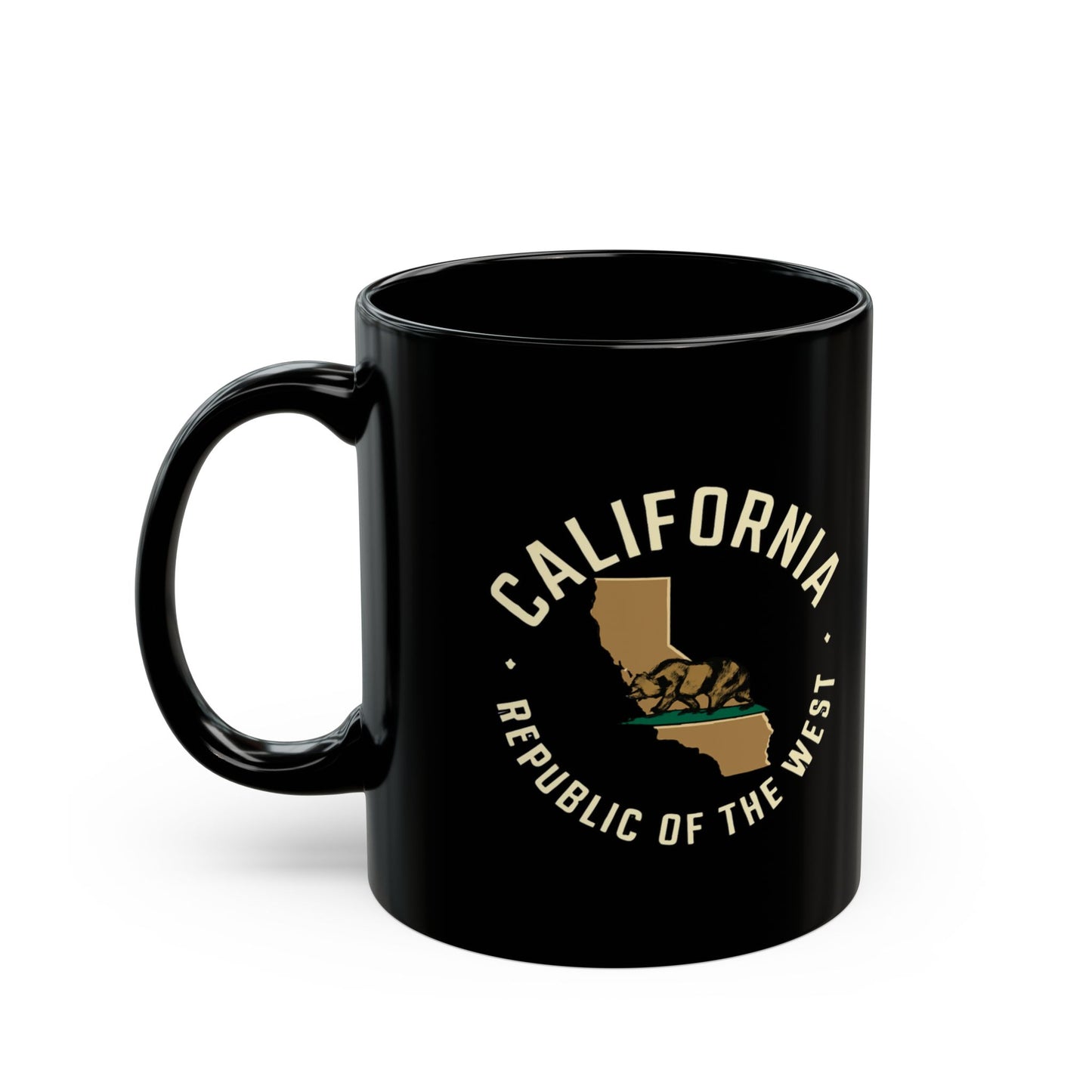 Black mug with "California State" text and logo.