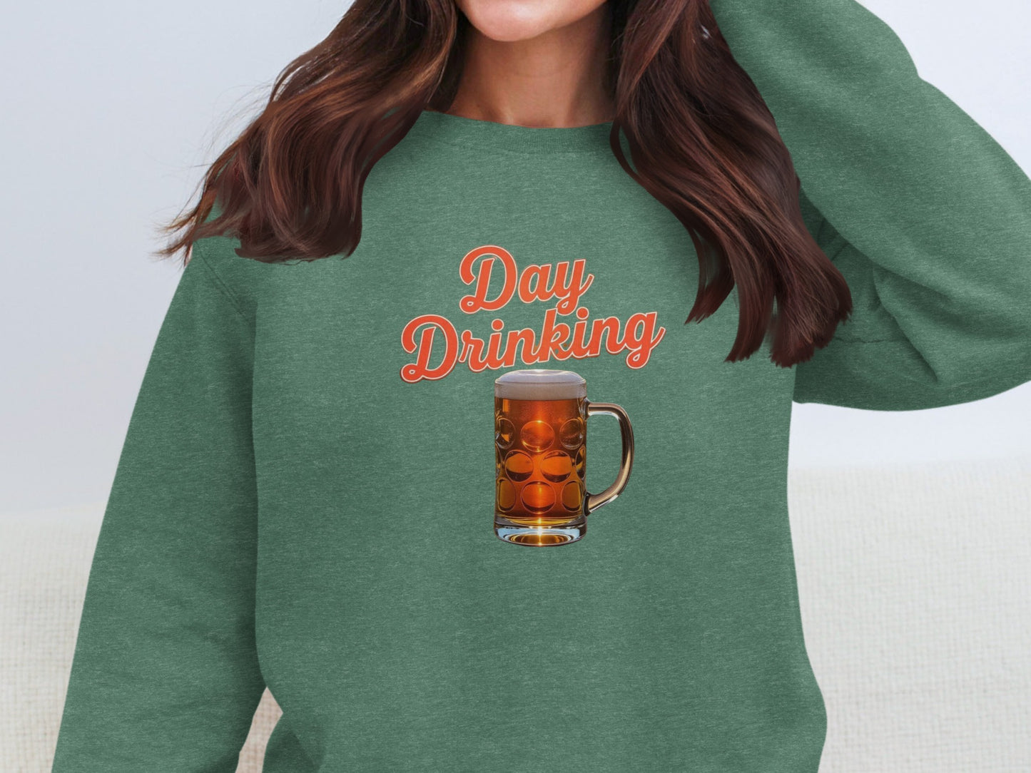 Day Drinking Beer Mug Print Green Shirt product type