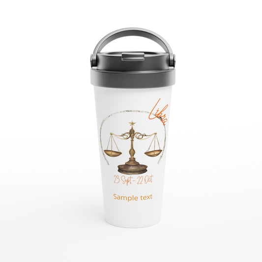 15oz stainless steel travel mug libra scales personalized
