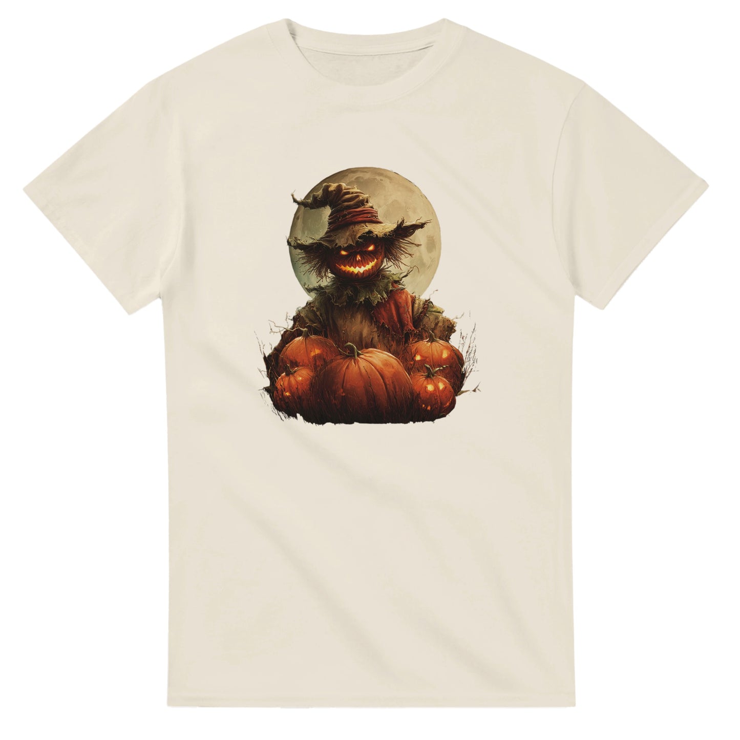 Spooky Scarecrow & Jack-O'-Lantern on a Heavyweight T-shirt