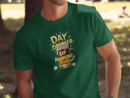 Day Drinker Sip Happens Funny Graphic Tee Shirt