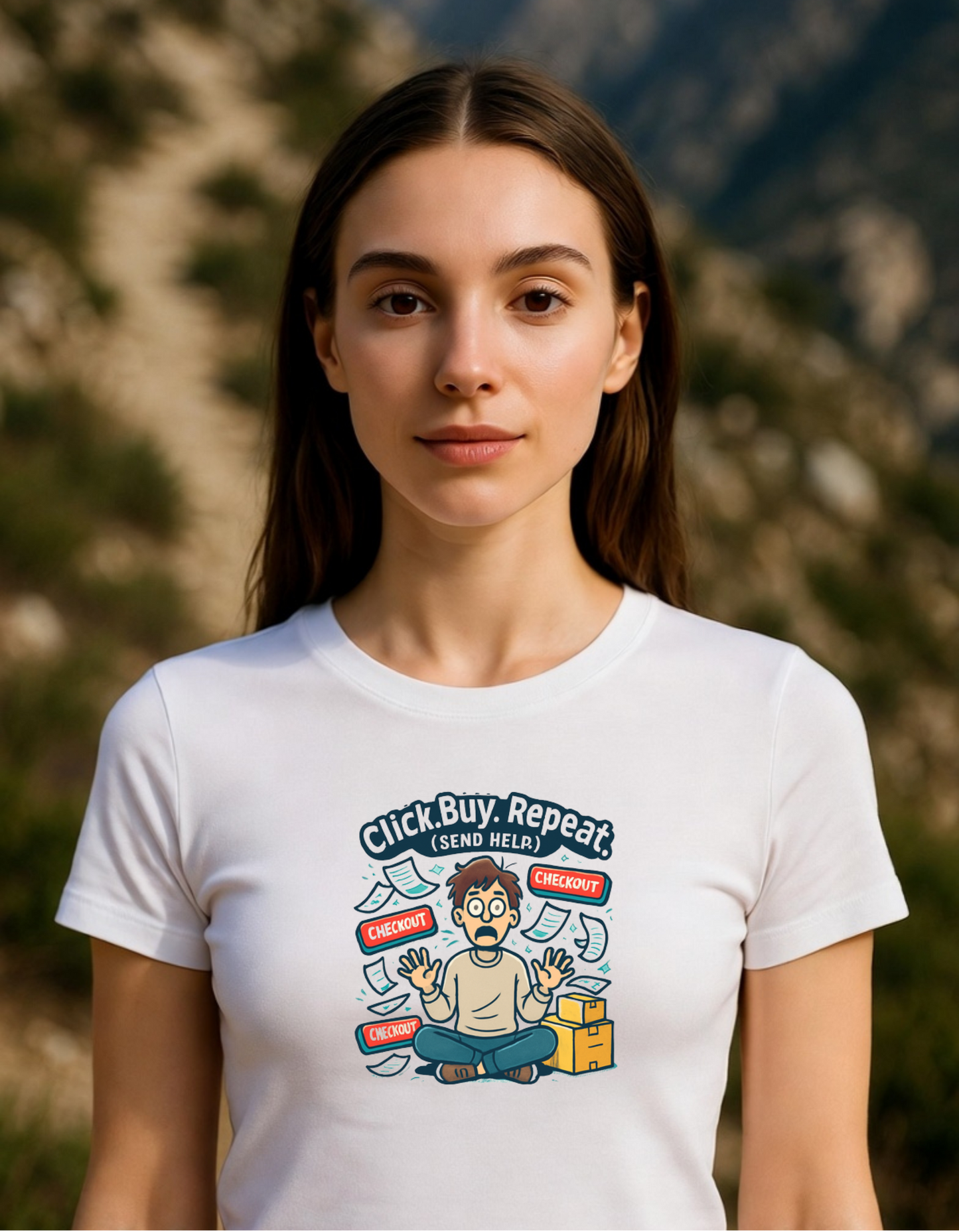 Click Buy Repeat Send Help heavyweight t-shirt mockup