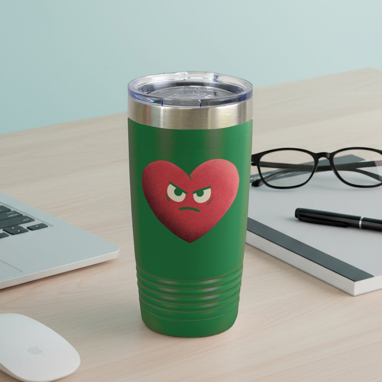 Grumpy Heart Face Design Insulated Tumbler Cup