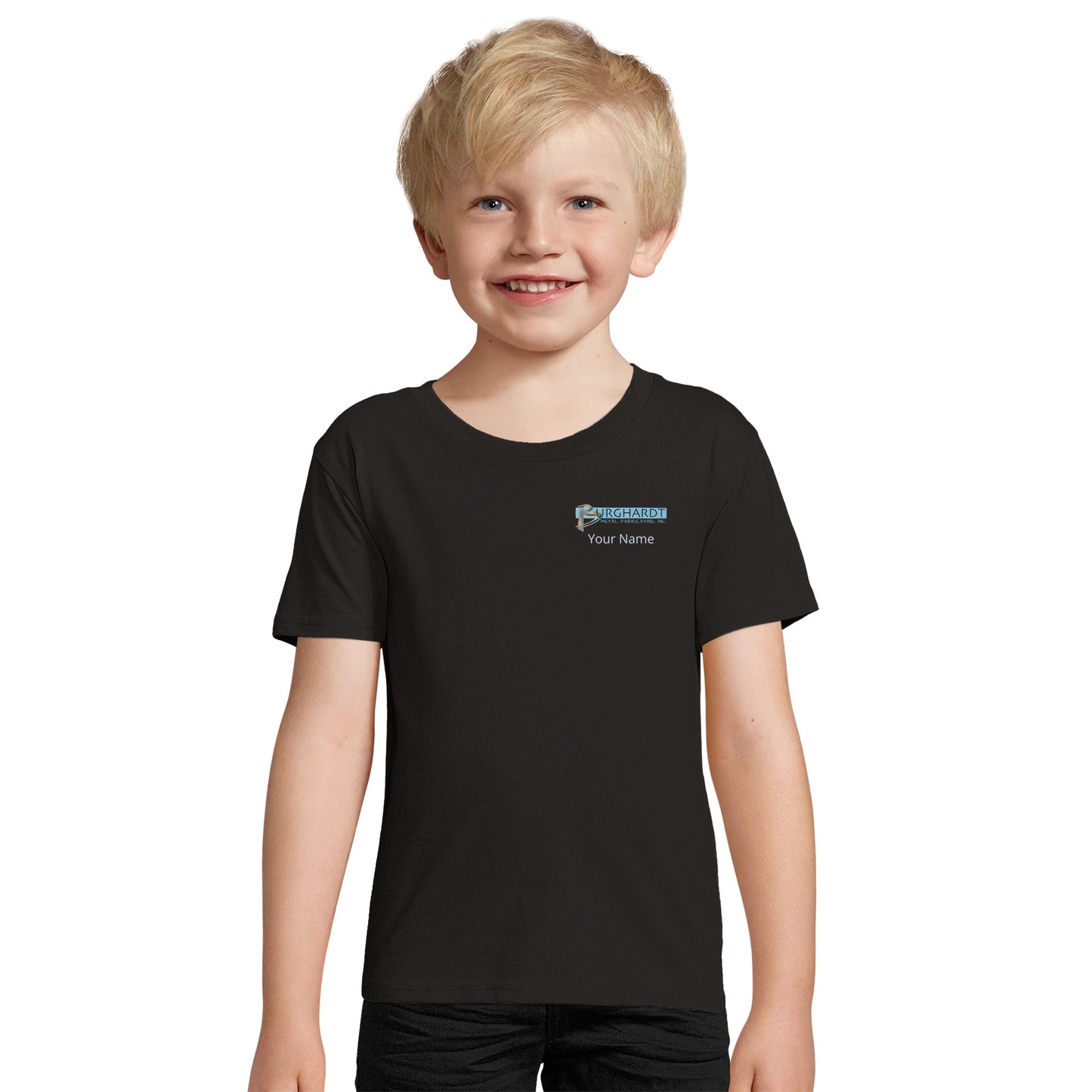 Burghardt Metal Fabricating, Inc., logo on a Organic Kids Fitted T-shirt