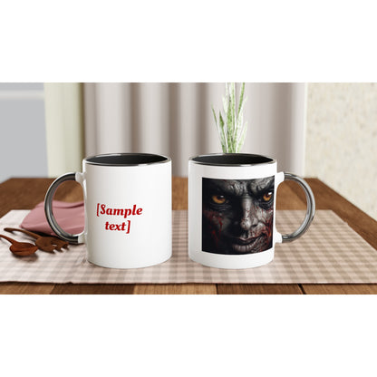 Angry Blood Face on a 11oz Ceramic Mug with Color Inside