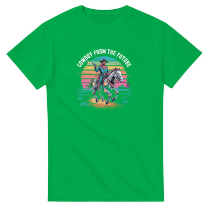 Retro-Futuristic Cowboy graphic design on a Heavyweight T-shirt