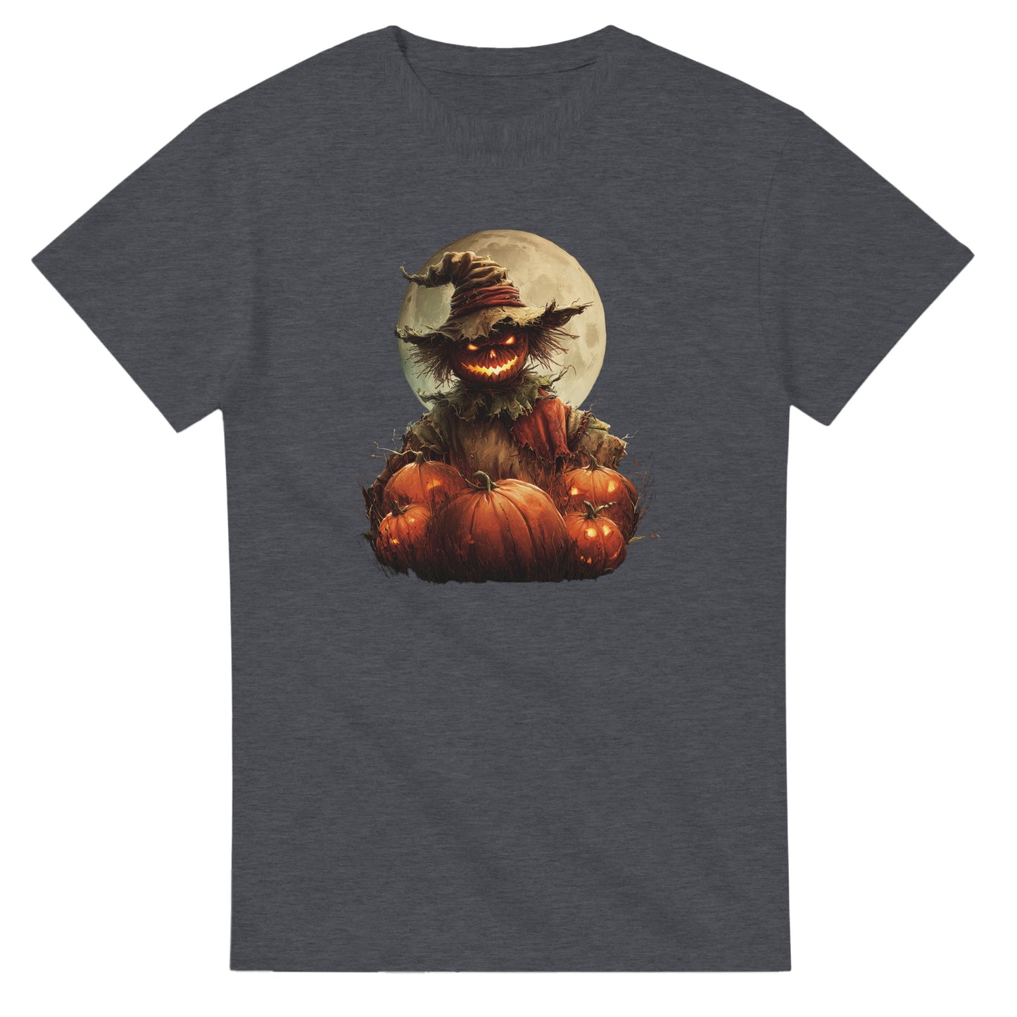 Spooky Scarecrow & Jack-O'-Lantern on a Heavyweight T-shirt