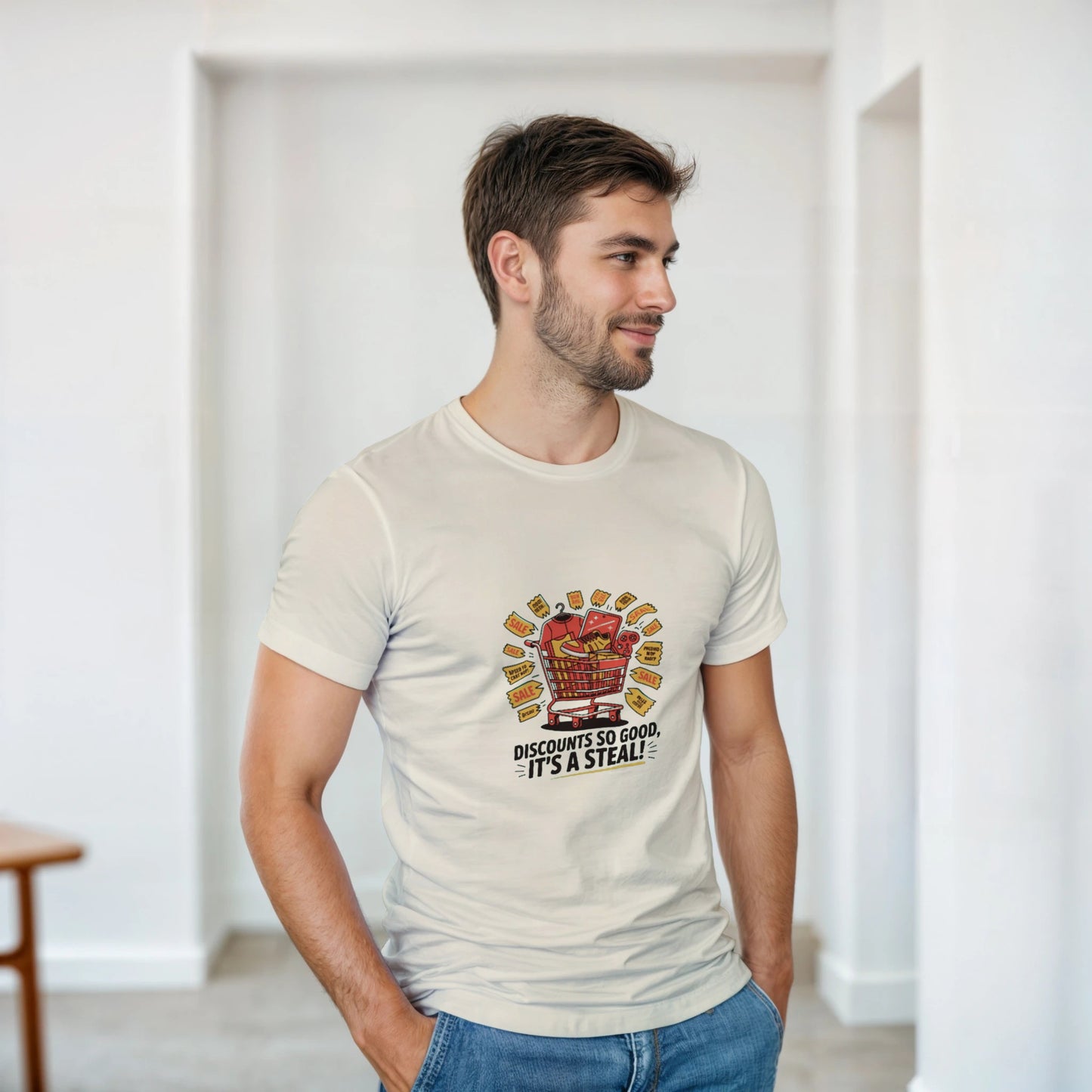 Discounts So Good It’s a Steal heavyweight t-shirt mockup